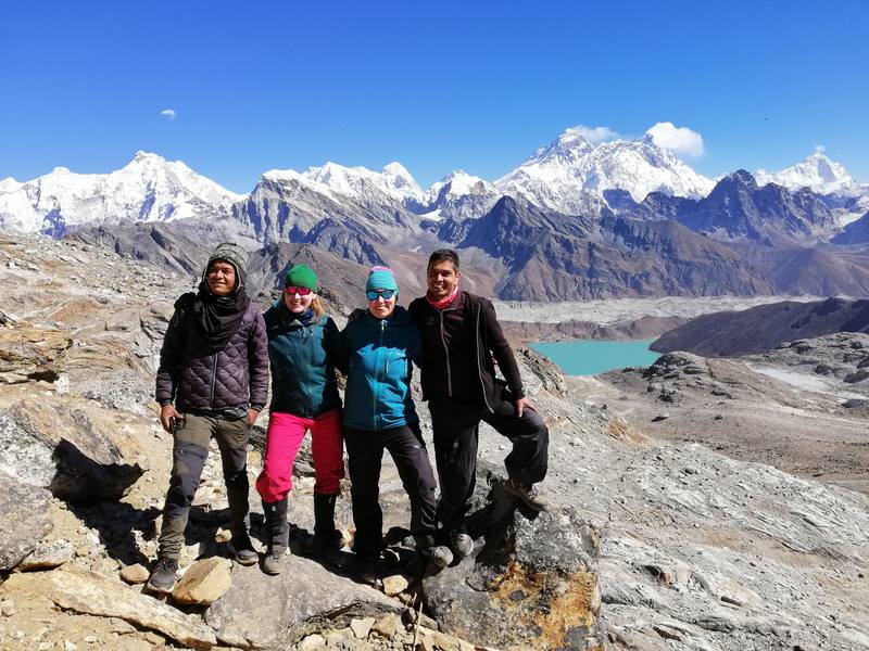Trekkers approaching Everest Base Camp in the Khumbu region